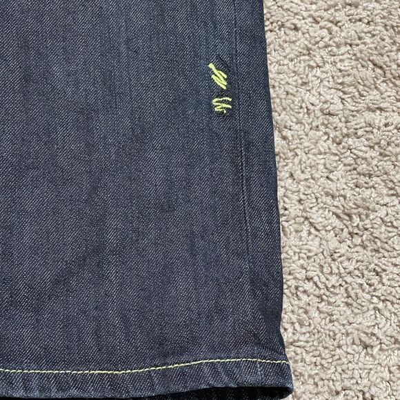 Coogi Jeans Mens 34x33 Dark Wash Baggy Embroidered Yellow Hornet Bee Y2K Hip Hop - Picture 6 of 15